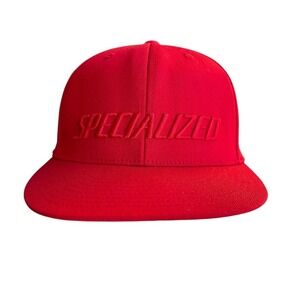 Specialized Podium Hat Unisex One Size Red Fitted Cap Flat Brim Logo‎